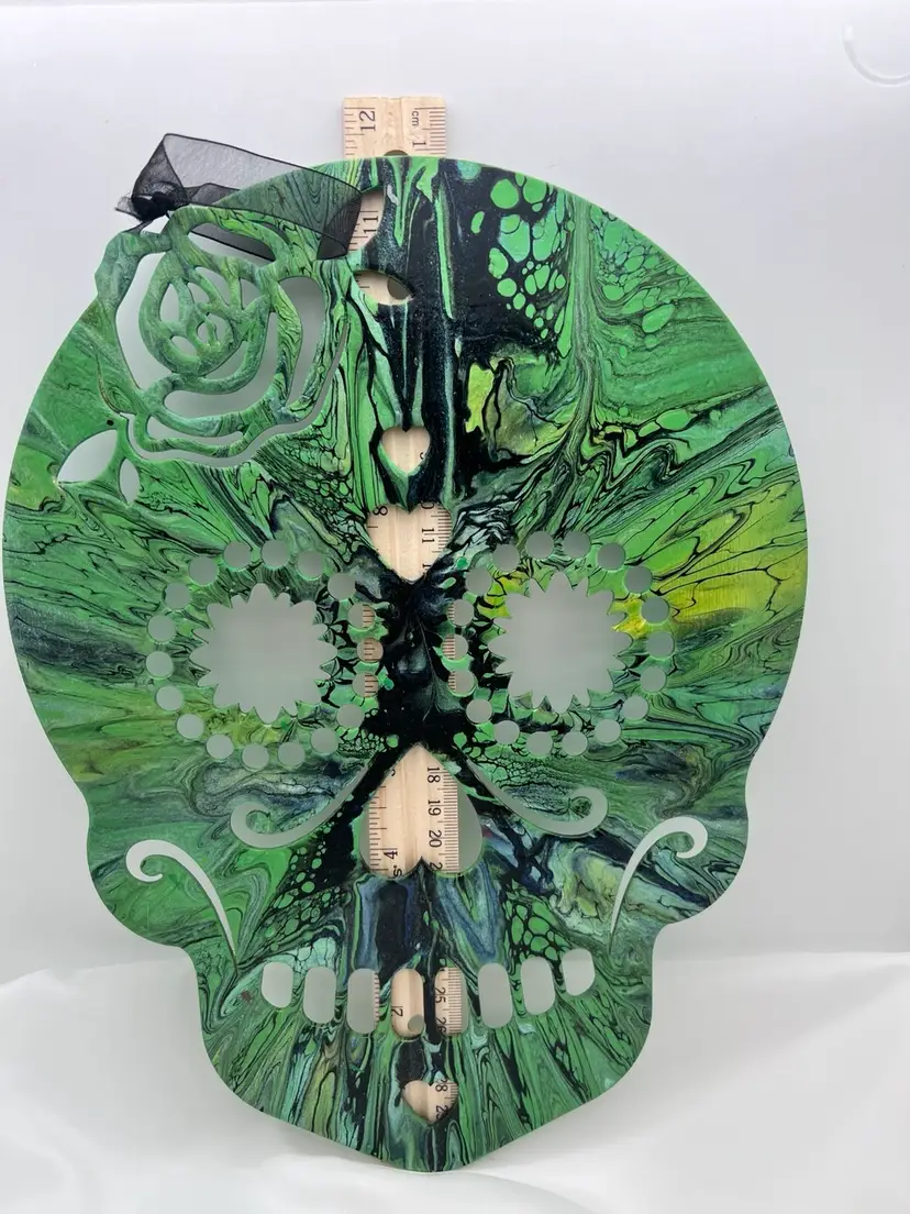 Original Artwork. Painted Wood Sugar Skull
