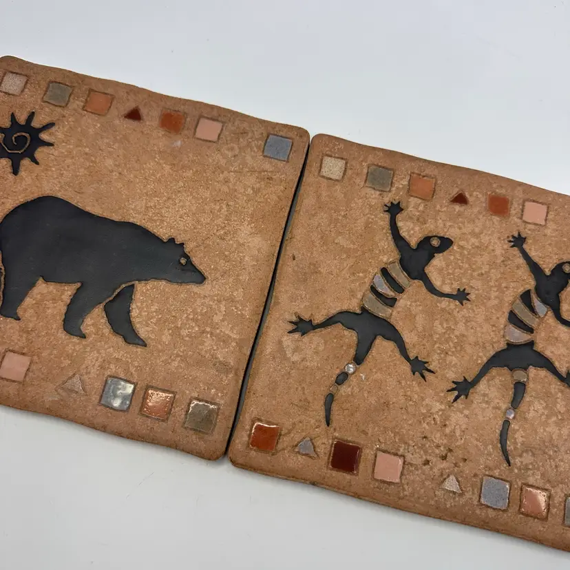 Masterworks Hand Crafted Rustic Southwestern-style Wall Tiles Set/2