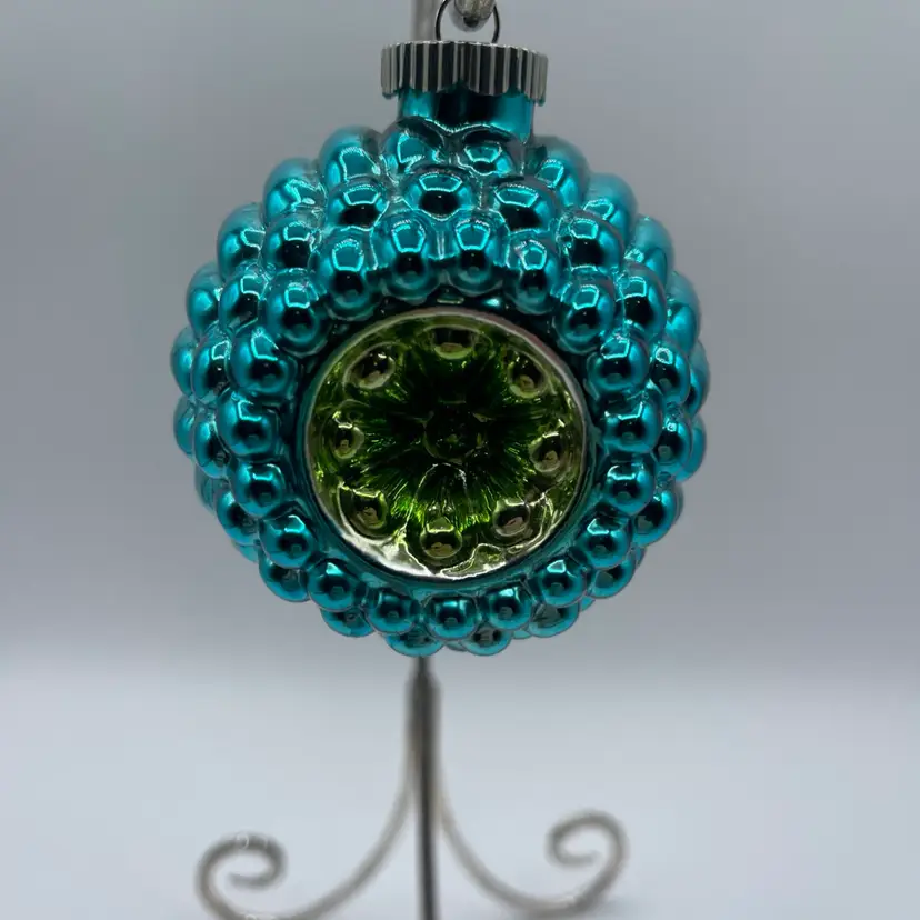 Christopher Radko Shiny Brite Jumbo Ripple Glass Ornament Blue/green