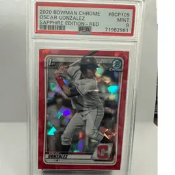2020 Bowman Chrome 1st Oscar Gonzalez Red Sapphire Refractor #/15 PSA 9