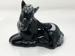 Fenton Ebony Moon and Stars Foal Signed by George Fenton Hand Painted by C Smith