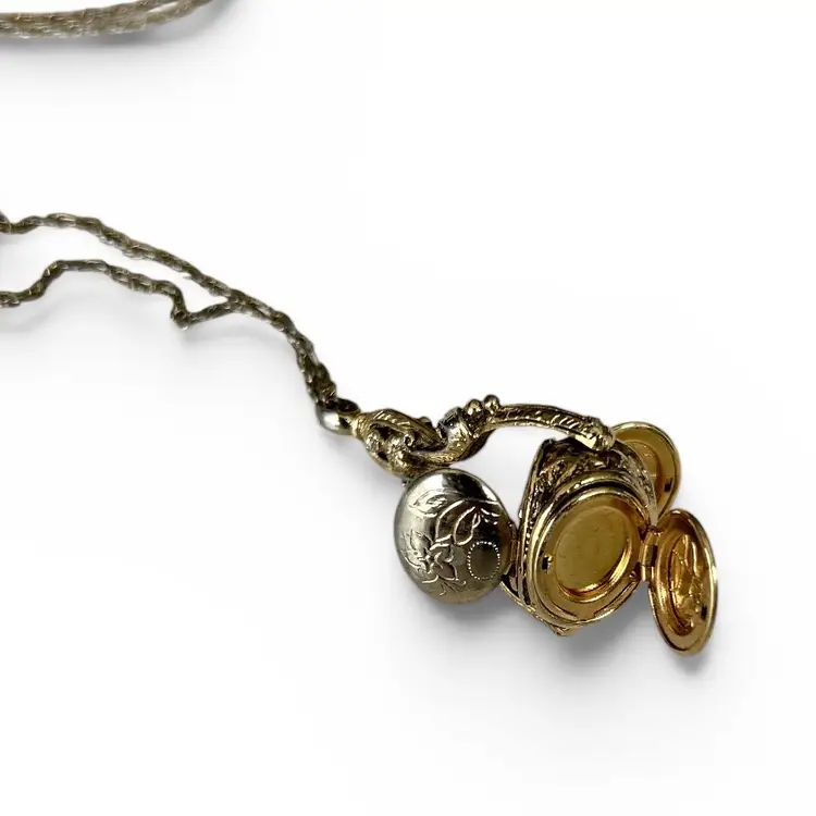 1928 Inspired Jewelry Gold Tone 3 Sided Spinner Locket Necklace - 30 Inches