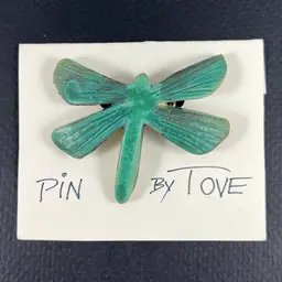 Handmade Pottery Dragonfly Brooch, Handmade Ceramic Dragonfly Pin By Tove, Blue-Green Glazed Dragonfly Brooch, Handmade Jewelry, Handmade Ceramic Jewelry, Handmade Pottery Jewelry