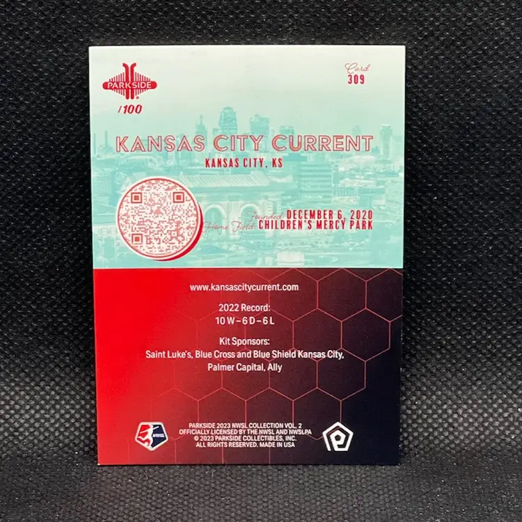 KC Current 2023 Parkside NWSL Shimmer /100 Soccer Card