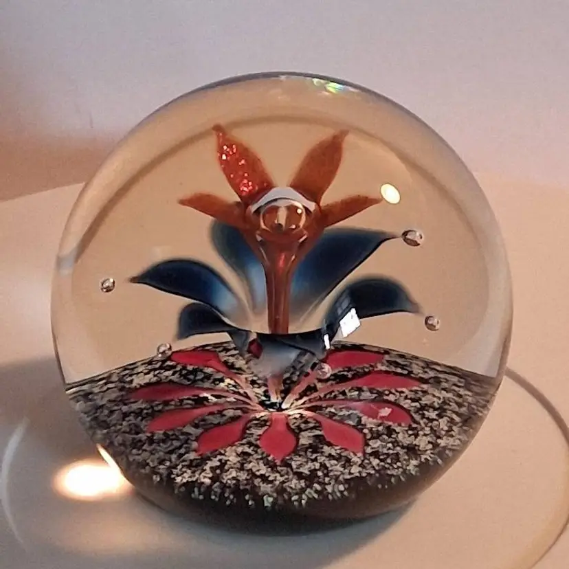 STUNNING & VERY RARE, Caithness, Scotland, Colln Terris,  FANTASY 3 Tier Flower, Bullicante Paperweight w/'CG' Signature Cane Seen From Bottom!!