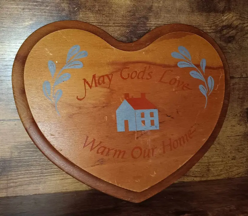 May God’s Love Warm Our Home Wood Heart Wall Hanging