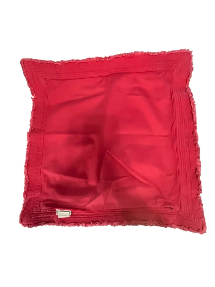 Set Of 2 Pottery Barn Distressed Fringe Edge 18 X 18 Pillow Covers Coral Cotton