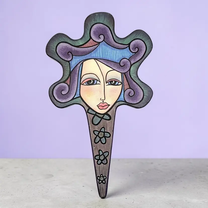 Kimberly Willcox For Silvestri Hand Mirror Pop Folk Art Woman's Face Portrait