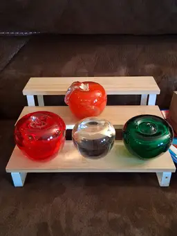 Lot of 4 Vintage Art Glass Apple Paperweights