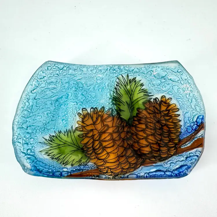 Pinecone Fused Glass Soap Dish