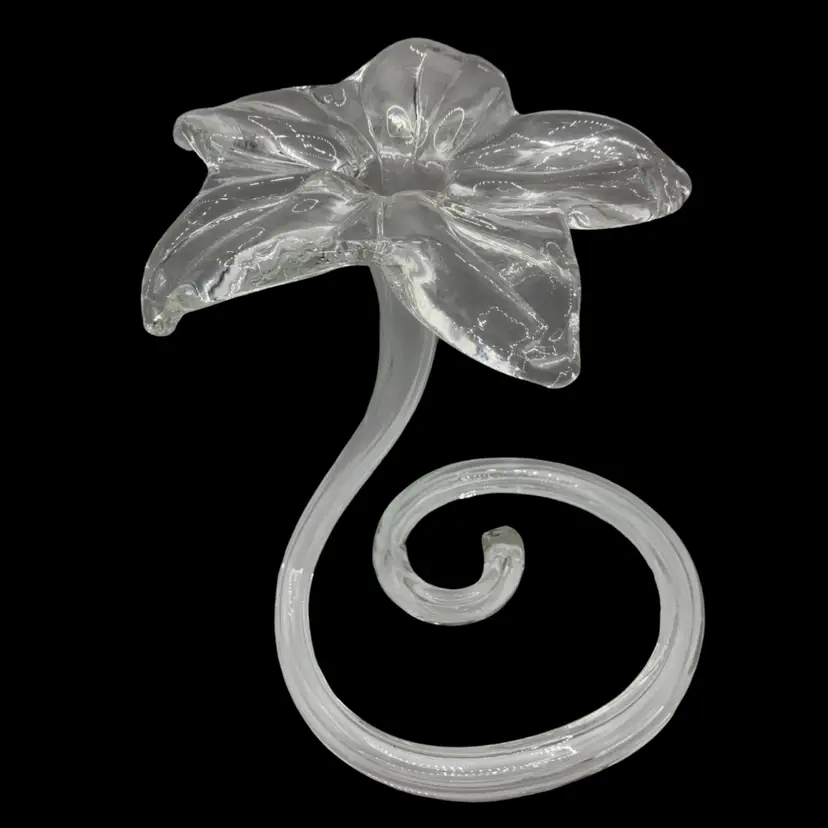 Glass Flower Shaped Vase! 7” Tall 6” Wide At Base!
