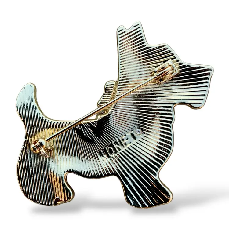 Signed Monet Scottish Terrier Vintage Brooch