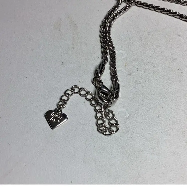 MOP Silvertone Necklace With Rhinestones 20” - Cookie Lee