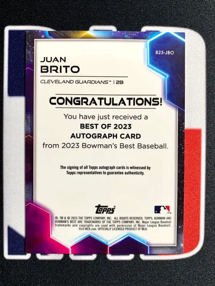 Juan Brito 2023 Bowman’s Best Chrome Auto Cleveland Guardians Prospect Baseball