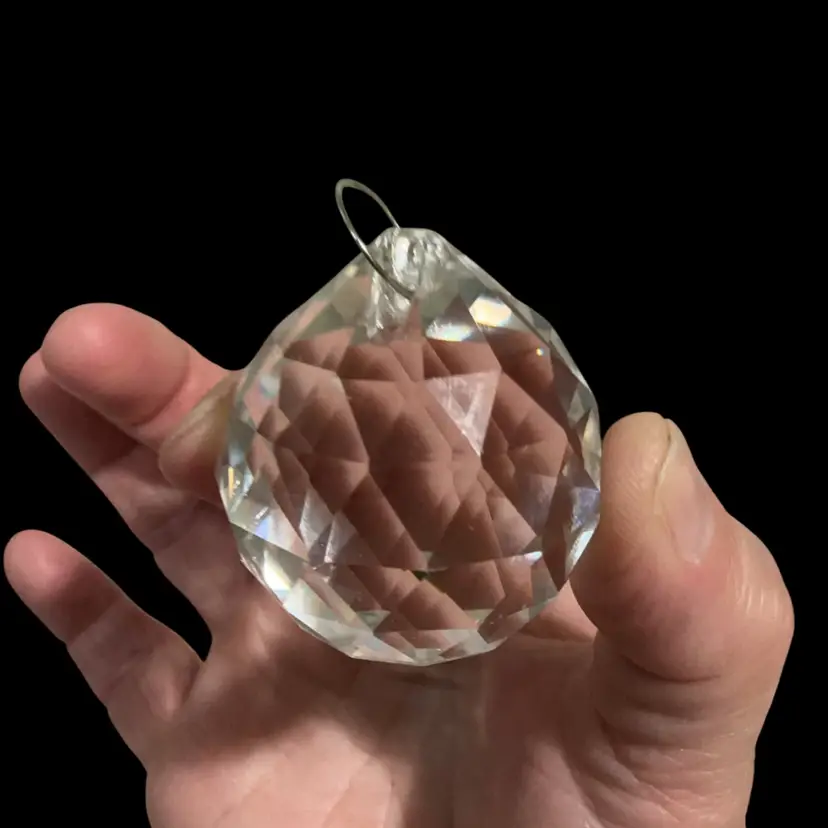 Gorgeous Heavy Faceted Clear Glass Crystal Ball. Chandelier Prism Or A Large Suncatcher!!!! Radiant!! Plus 4 Smaller Ones!!!!