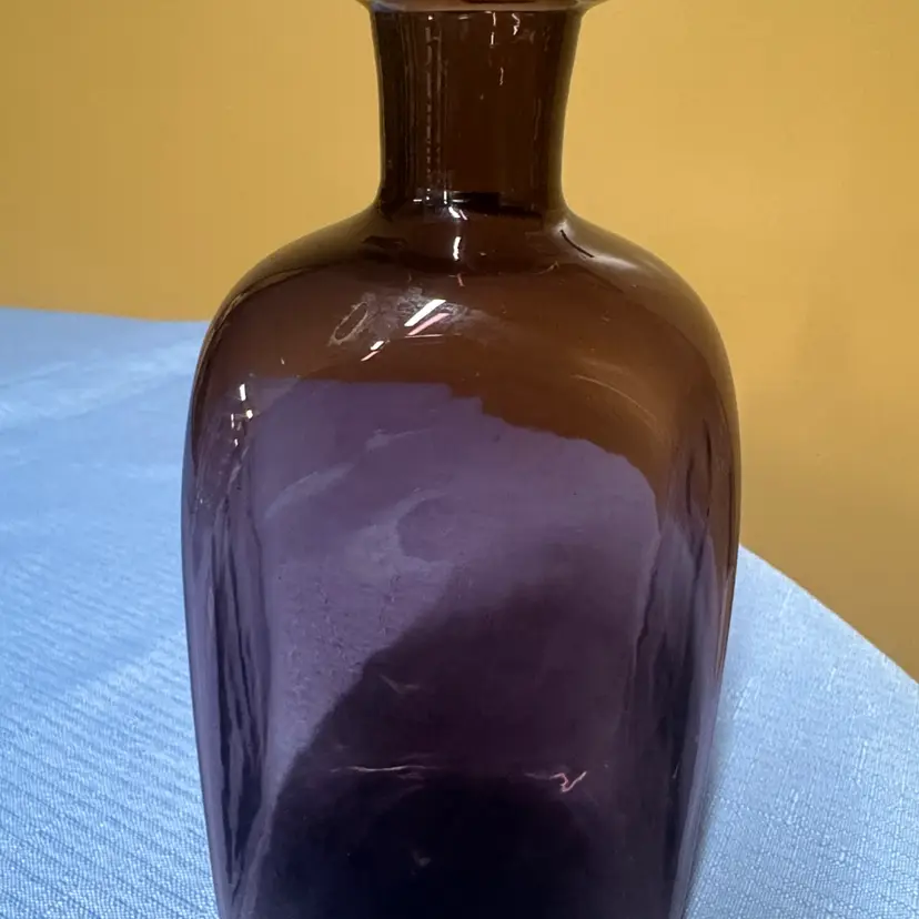 Handblown Purple Glass Vase - Sleek Rectangle Bottle shape 6.25” tall