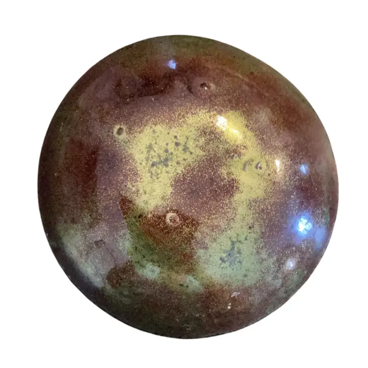 MCM Enamel On Copper Decorative Bowl With A Fall Colors Leaf Motif