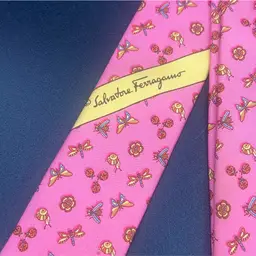 Salvatore Ferragamo Pink Tie-Insects Floral Butterflies Dragonflies