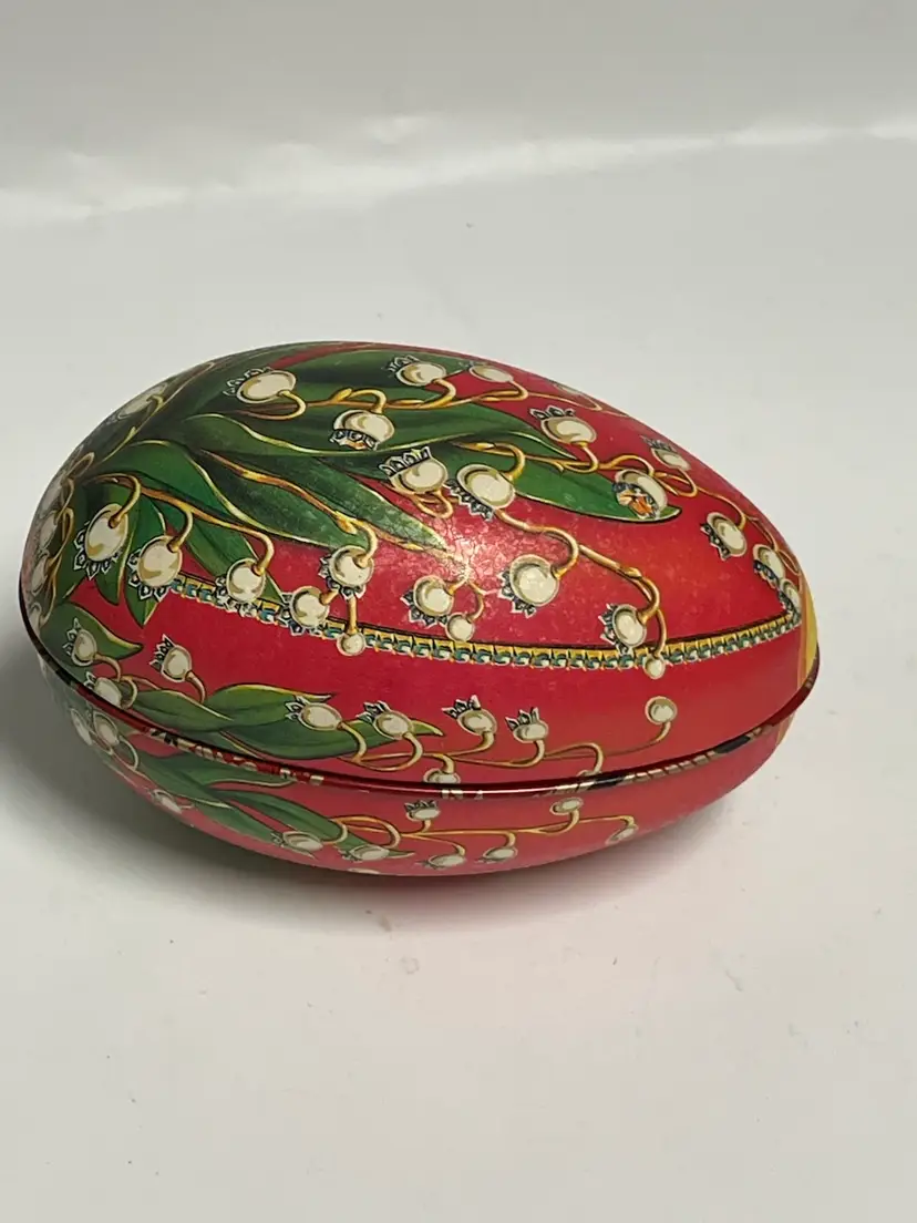 Lilly Of The Valley- Egg Trinket Box- Metal- Vintage