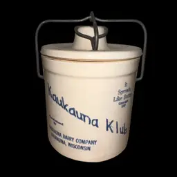 Vintage Kaukauna Klub Original Crock Stoneware W/Lid - 6” X 4” D Farmhouse Decor