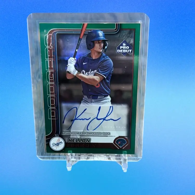 Kellon Lindsey 2025 Pro Debut Green Foil Auto 61/99 Los Angeles Dodgers