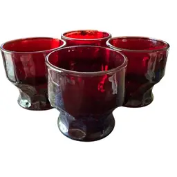 Anchor Hocking Set of 4 Georgian Ruby Red Honeycomb Tumbler/ Glasses/ Votive