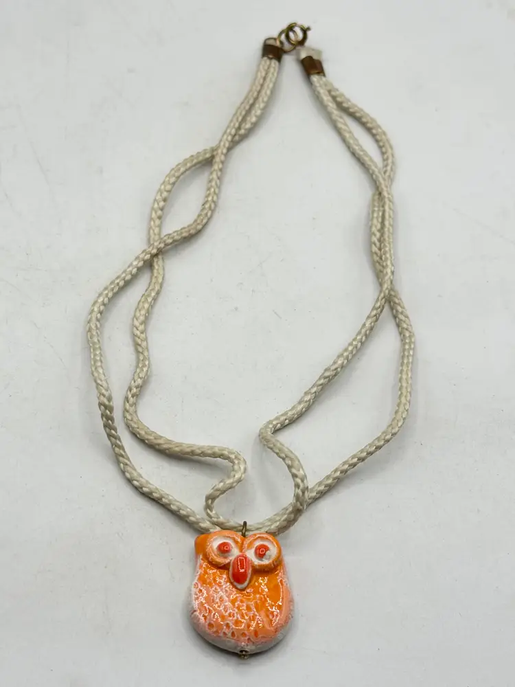 Vintage porcelain owl collar necklace