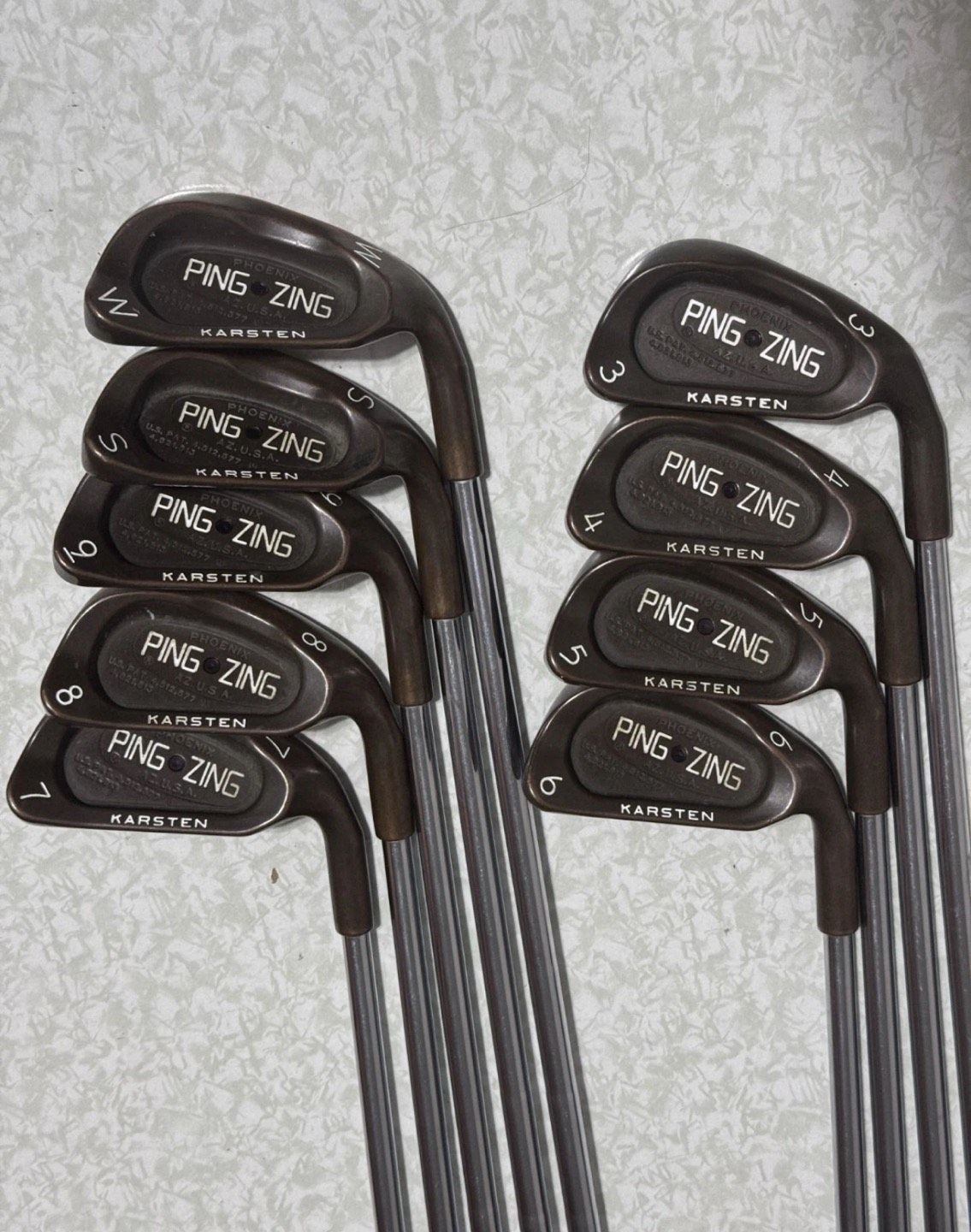 PING ZING BERYLLIUM COPPER IRON SET 3-PW-SW JZ Steel Stiff Flex