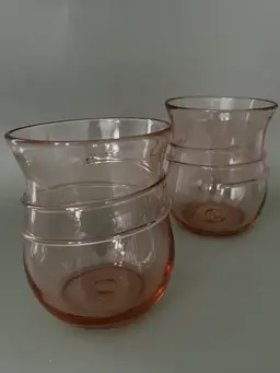 Anthropologie Artois Pair- Stemless Coral/Cora’s Wine Glasses