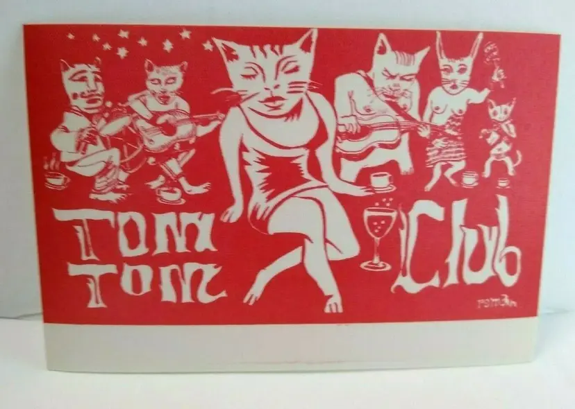 Tom Tom Club Backstage Pass Original Vintage New Wave Beatnik Cat Musicians Red