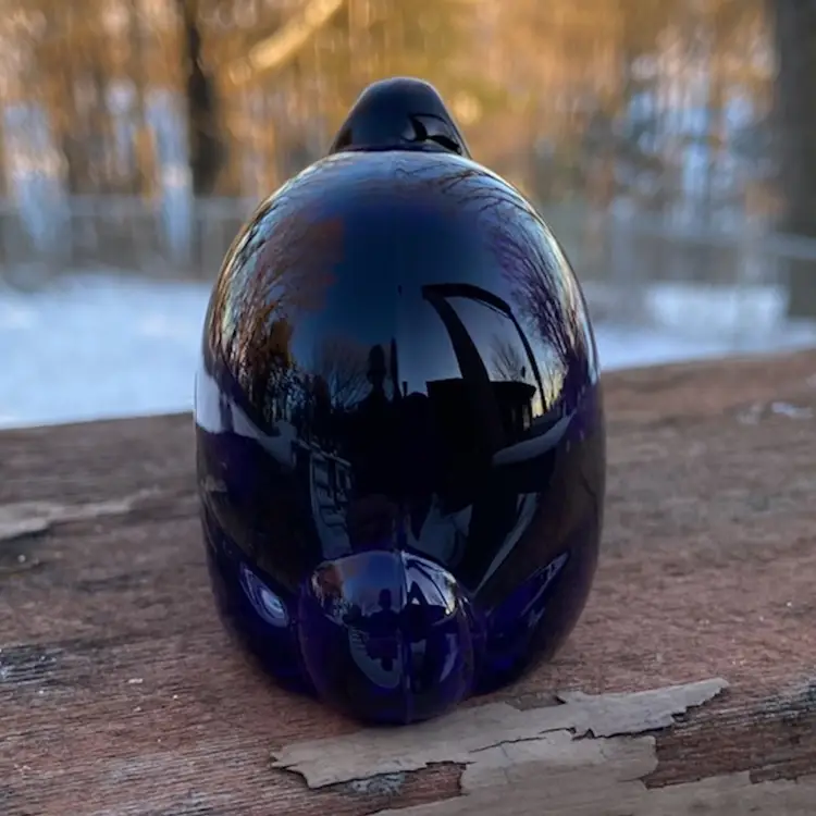 Cobalt Lead Crystal Rabbit. Paperweight. Made In Germany. Original Sticker. 2 1/8”h x 4.25”w.