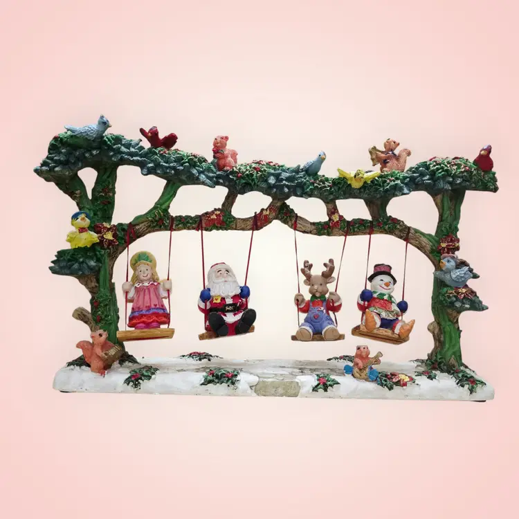 Vintage Jaimy Holiday Christmas Swings Resin Figures on Tree Swings 1997