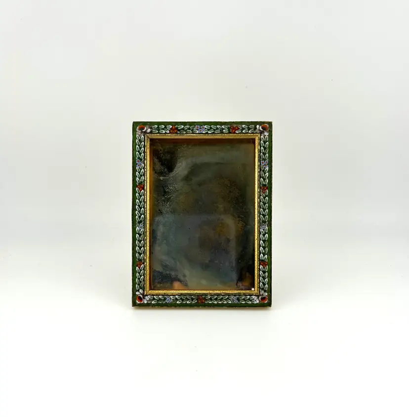Vintage Gold Tone Micro Mosaic Frame From Italy 3.5”x 2.75”
