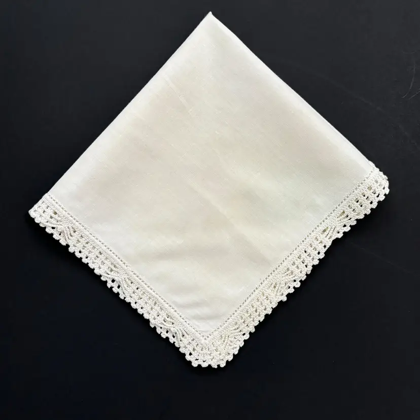 Hand Crochet Cotton Wedding Handkerchief  Bride Cottage Core Granny Vintage