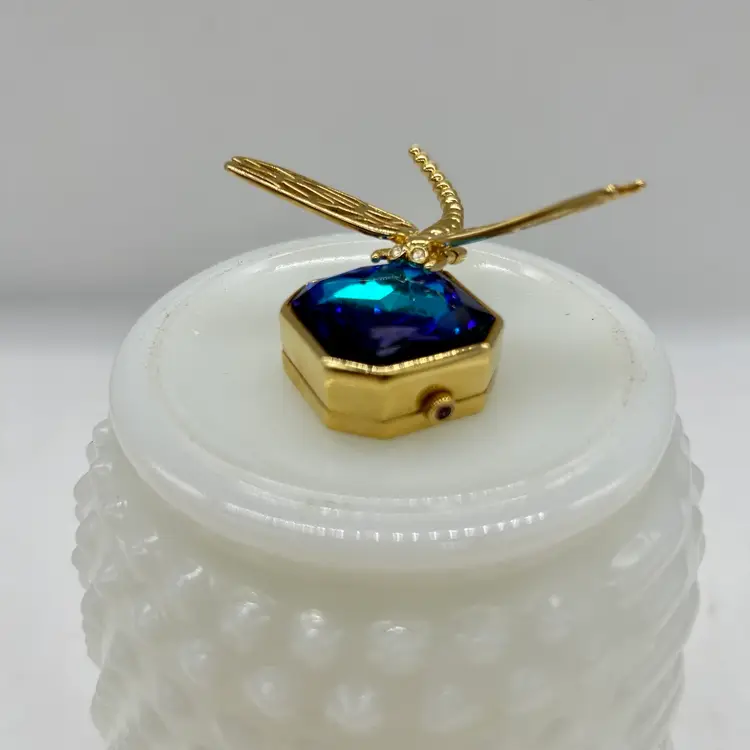 2008 Estée Lauder White Linen Crystal Blue Dragonfly Compact Solid Perfume