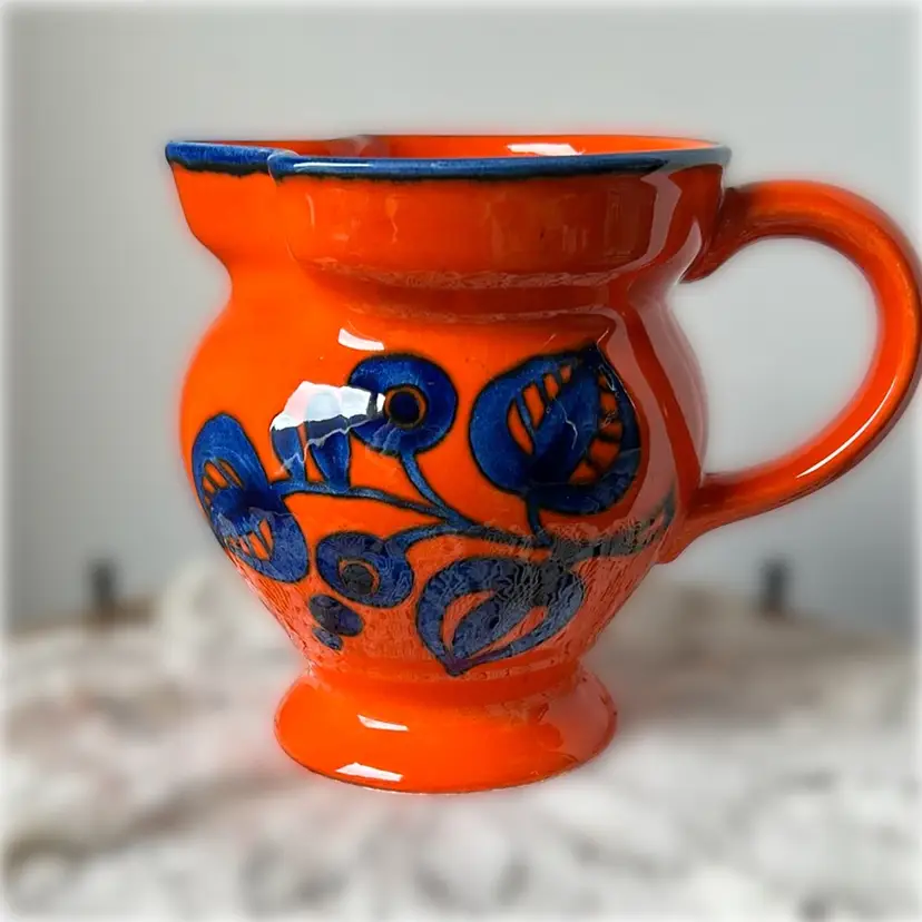 HTF Vintage Schramberg Majolika-Fabrik (SMF) Pottery Pitcher West Germany #4045