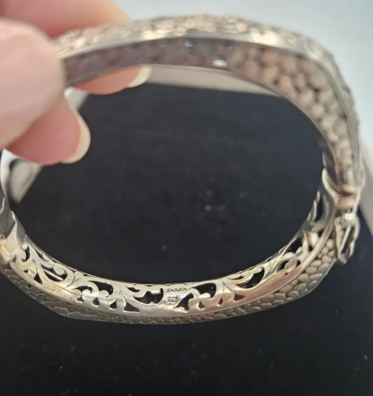 Sarda Square Filigree 925 Hinged Bracelet