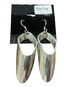 Sterling Silver Modernist Dangle Earrings 925 Hook Design 2" Long 16 Grams