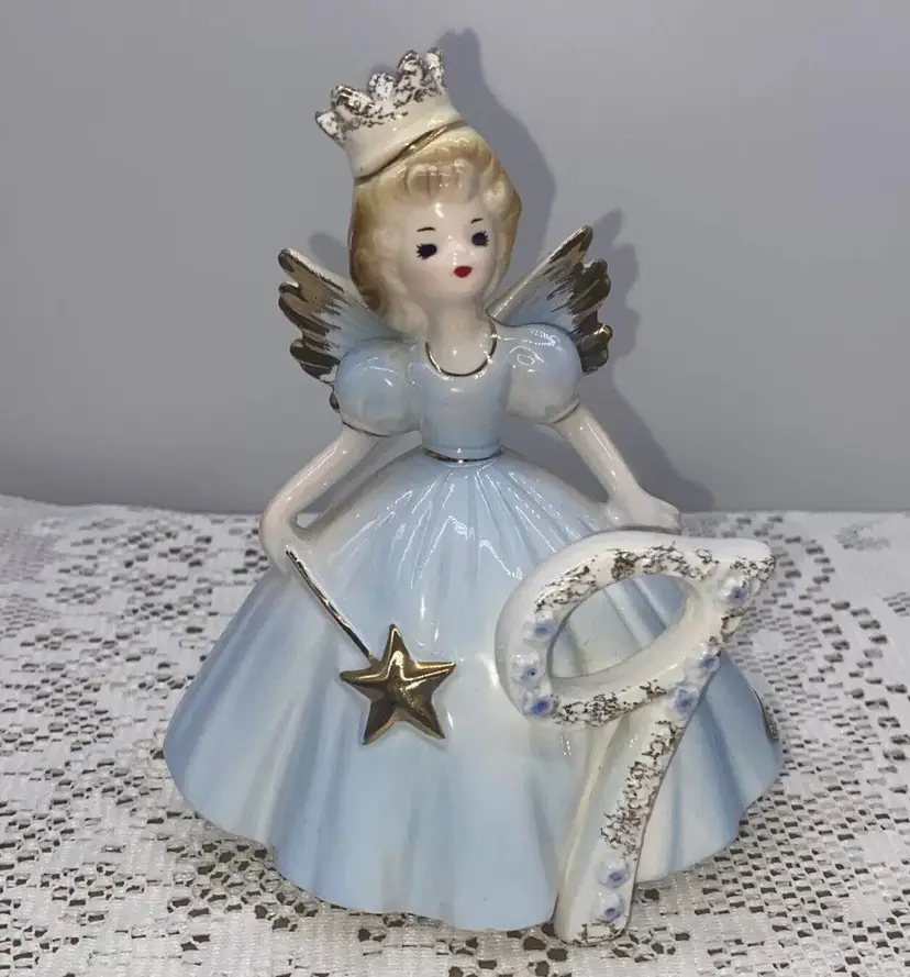 Josef Originals Vintage Birthday Angel Girl Porcelain Figurine 9 Year Old