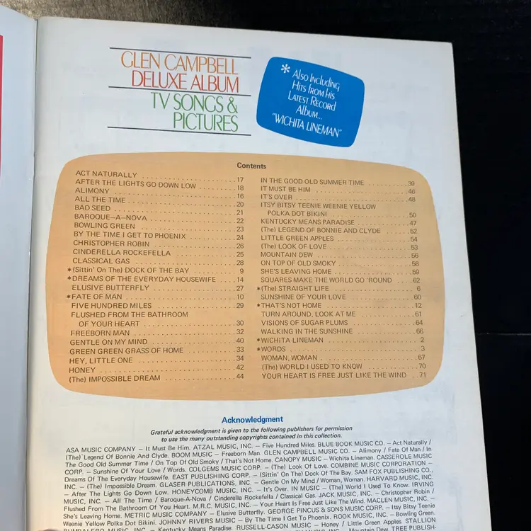 Glen Campbell Sheet Music & Pictures