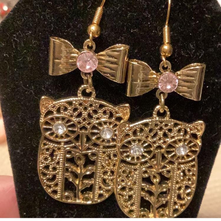 Owl Pierced Gold toned Earrings
