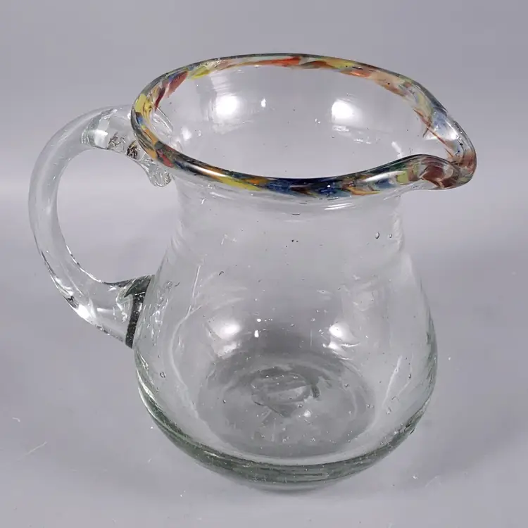 Clear MEXICAN Blown Art Glass CONFETTI RIM CREAMER