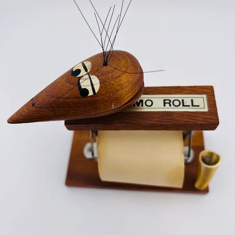 Amazing Apco Japan MCM Wood Dodo Bird Memo Roll And Pen Holder 2.25”x 4.5”x6”