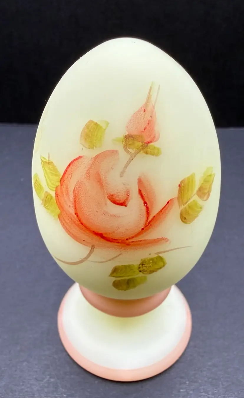 Pink Blossom Hand Painted Egg N. Gribble Original Fenton Sticker