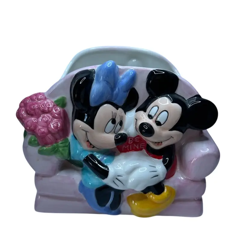 Mickey And Minnie “Be Mine” Planter FTD 2000 6 1/2x 6x7