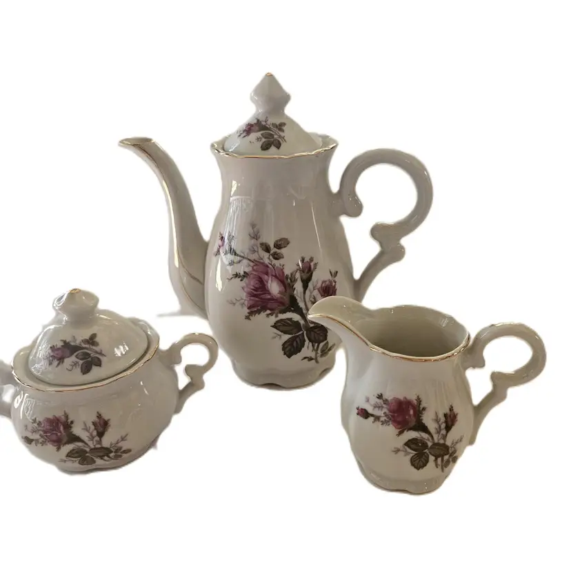 #01 - Vintage Nicomito Teapot 7 3/4" Tall, Creamer and Lidded Sugar Approx 3.5" tall, Made in Japan