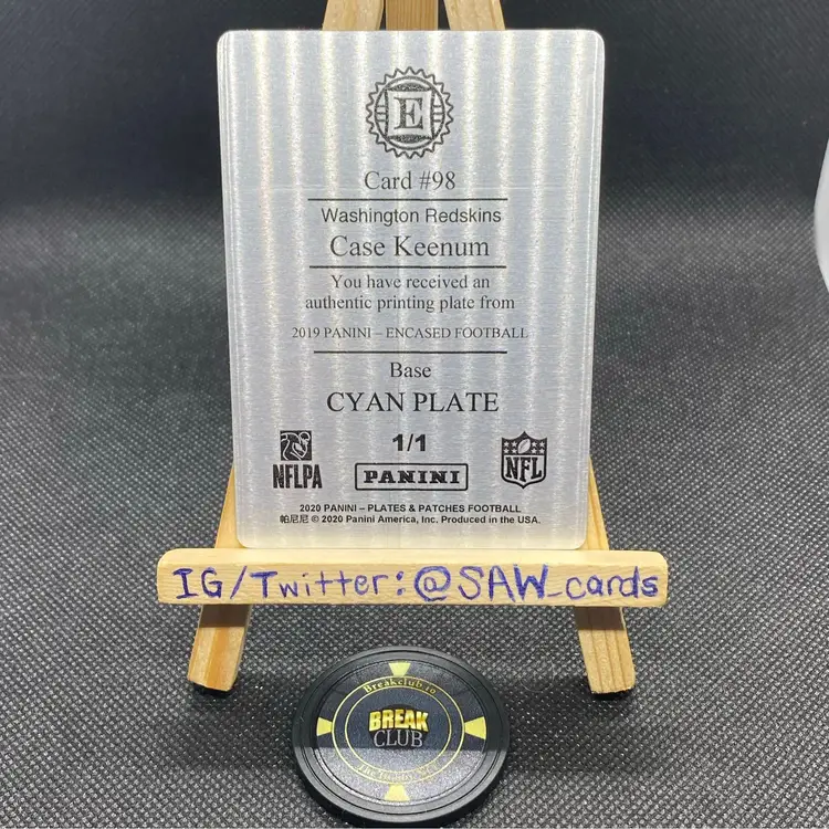 2020 Plates & Patches Case Keemun Printing Plate Washington Commanders