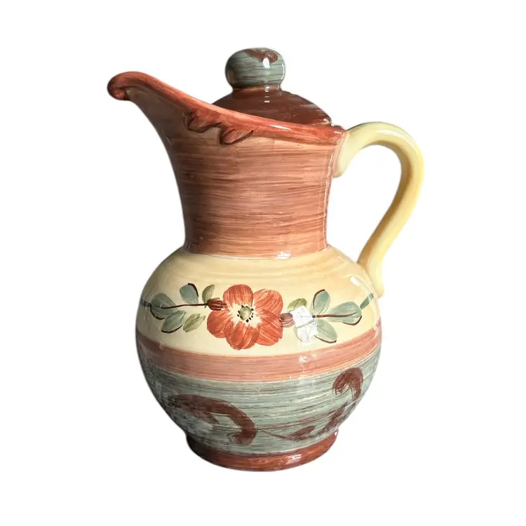 Pamala Gladding Certified International Tuscan Landscape Oil Jar Pitcher & Lid