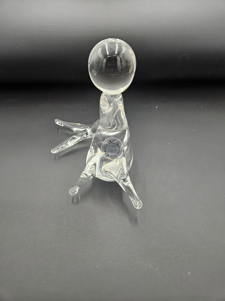 V. Nason & C. Murano, Italy Clear Glass Seal Figurine
