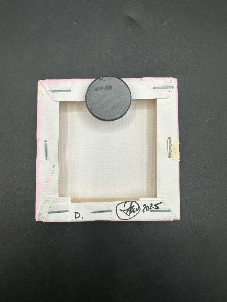 “Ice Box Art” Letter D - Miniature Abstract Painting, Made By Me, OOAK Amanda Montague 3” Square Magnet